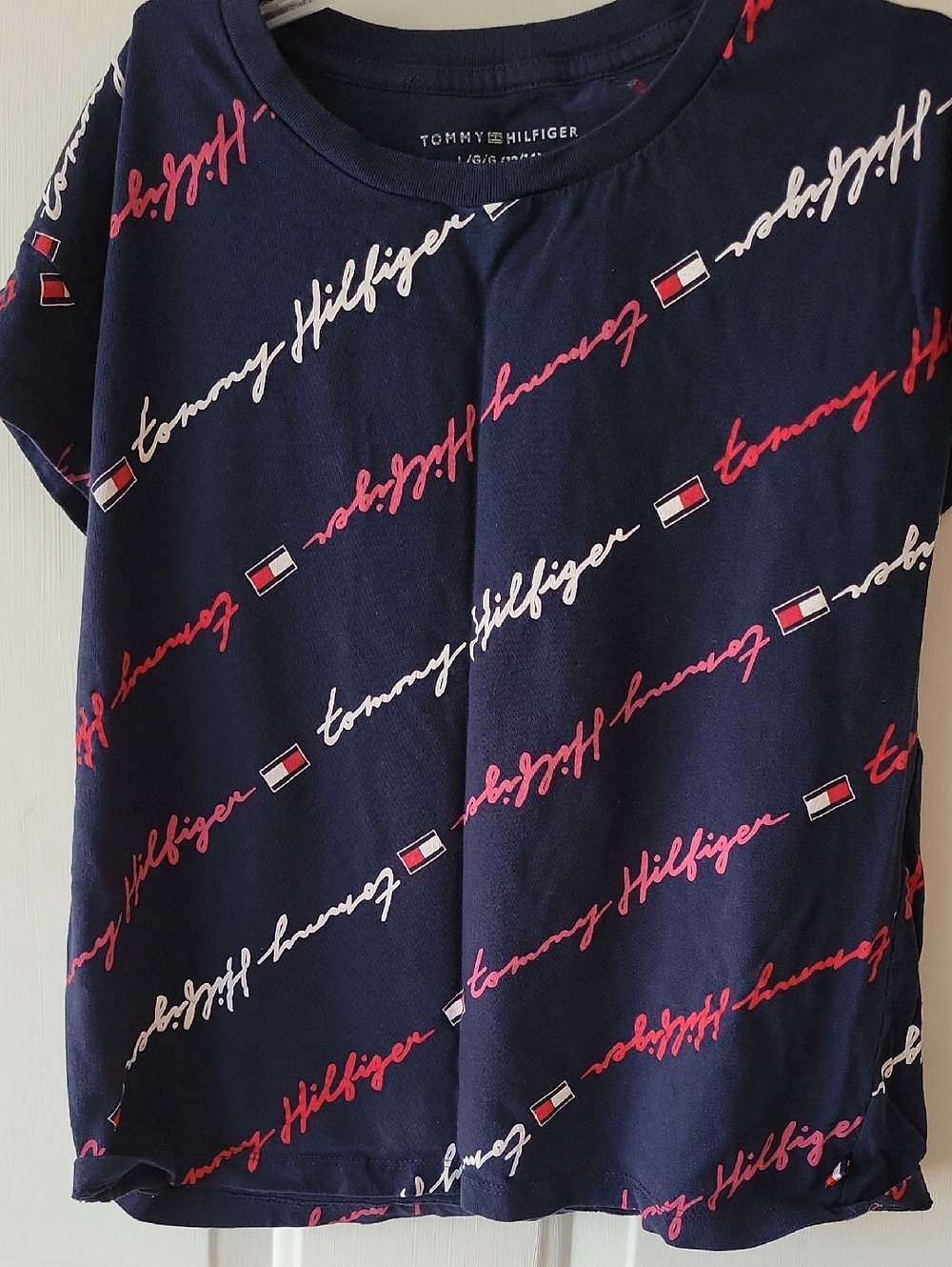 Tommy Hilfiger Navy Tee with Red & White Script Logos